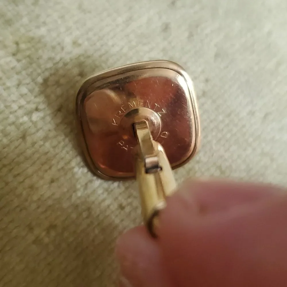 KREMENTZ | Amber Intaglio Glass and Gold Roman Soldier